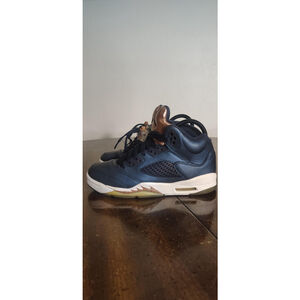 Air Jordan 5 Retro Bronze Shoes Youth Size 5.5Y Blue Bronze Sneakers 440888-416